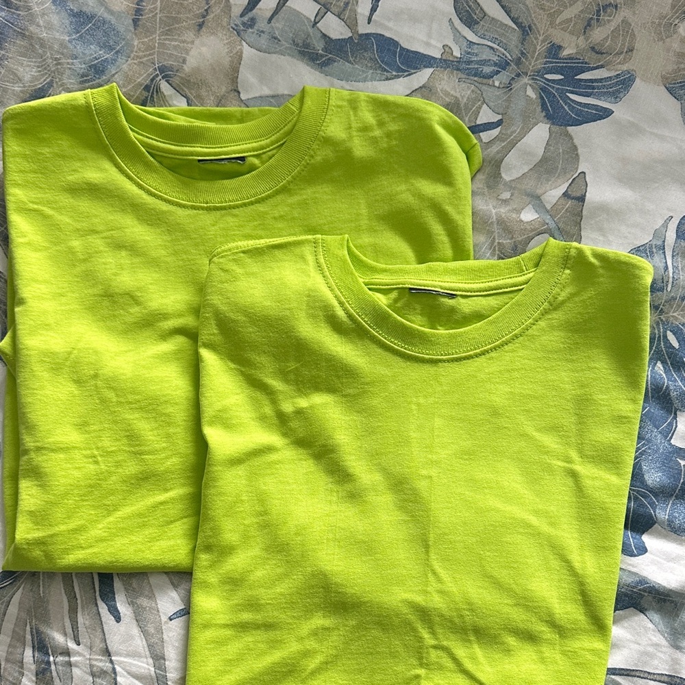 Set of 2 Neon Green Cotton Tees